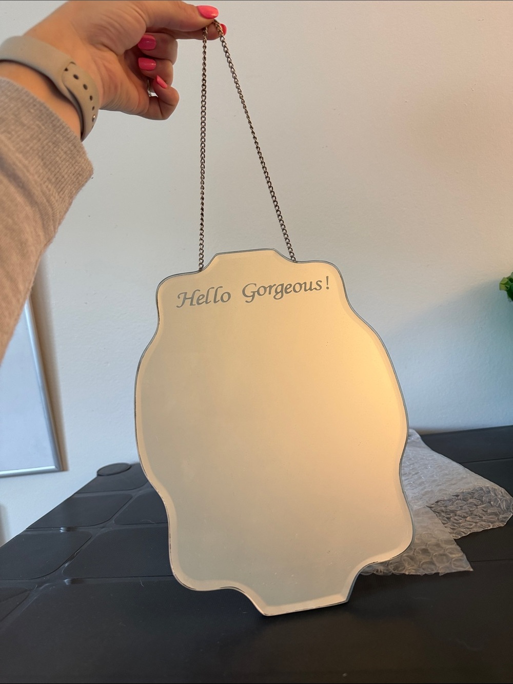 Hello Gorgeous! Silver Hanging Wall Mirror